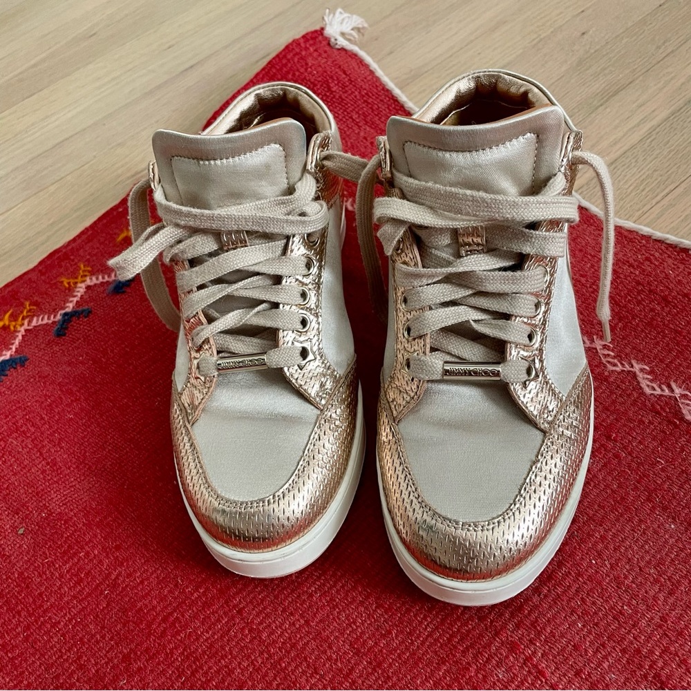 Jimmy Choo rose gold sneakers